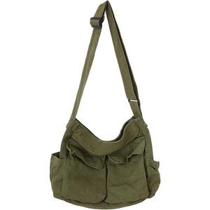 Canvas Messenger Bag Large Hobo Bag Crossbody Shoulder Bag Tote Bag With Pocket